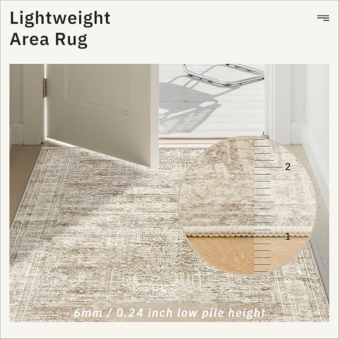 Runner Rug 2'x8' Washable Non-Slip Runner Rugs for Kitchen Bathroom Laundry Room Brown Vintage Floor Carpet Runners for Hallway Entryway