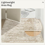 Runner Rug 2'6" x 12' Washable Non-Slip Runner Rugs for Kitchen Bathroom Laundry Room Vintage Ultra Thin Runners for Hallway Entryway Brown