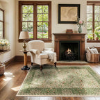 3x5 Floral Washable Area Rug for Living Room, Vintage Boho Rugs for Bedroom Dining Room, Botanical Birds Non Slip Low Pile Forest Throw Carpet for Farmhouse Office, Retro Pink/Green