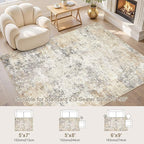 6x9 Area Rug Living Room Rugs - Washable Neutral Modern Abstract Soft Thin Large Rug Indoor Floor No Slip Rug Carpet for Bedroom Under Dining Table Home Office Decor - Golden Grey