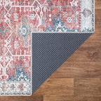 Bloom Rugs Washable Non-Slip 5' x 7' Rug - Red/Blue Traditional Area Rug for Living Room, Bedroom, Dining Room, and Kitchen - Exact Size: 5' x 7'