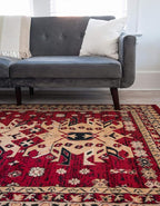Unique Loom Taftan Collection Border Geometric Tribal Inspired Design Area Rug (8' 0 x 10' 0 Rectangular, Red/ Gold)