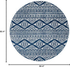 SAFAVIEH Tulum Collection Area Rug - 6'7" Round, Navy & Ivory, Moroccan Boho Tribal Design, Non-Shedding & Easy to Clean, Ideal for Living Room, Bedroom, Dining Space (TUL272N)