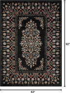 Loloi Rifle Paper Co. Laurel Collection LAU-02 Black 5'-3" x 7'-8" Area Rug