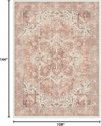 RUGGABLE Washable Area Rug – Kamran Rose Pink 9x12, Stain-Resistant, Non-Slip – Large Machine Washable Rugs for Living Room, Bedroom, Hallway, Entryway & Office–with Cushioned Pad
