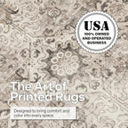 ReaLife Rugs Machine Washable Area Rug Runner - Living Room Bedroom Bathroom Kitchen Entryway Office - Padded Low Pile Stain Resistant Premium - Boho Farmhouse Vintage - Paz - Beige Gray Ivory 3'x5'