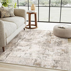 4x5 Washable Area Rug Brown Grey Abstract Entryway Office Throw Rug Neutral Modern Non Slip Soft Low Pile Indoor Carpet for Living Room Bedroom Kitchen Entrance