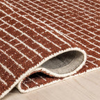 Rugs USA 7'6" x 9'6" Melrose Checked Wool Indoor Area Rug, Contemporary Farmhouse Chestnut/Ivory for Living Room, Bedroom, Office, Entryway, Hallway