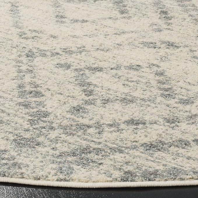 SAFAVIEH Adirondack Collection 4' Round Ivory / Light Blue ADR131T Modern Diamond Distressed Non-Shedding Dining Room Entryway Foyer Living Room Bedroom Area Rug