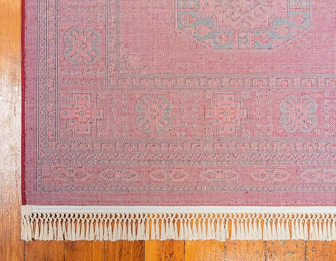 Unique Loom Tekke Collection Over-Dyed Saturated Traditional Torkaman Area Rug (5' 0 x 8' 0 Rectangular, Red/Black)