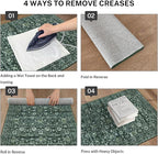 Vintage Floral 6x9 Rug, Dark Green Washable Area Rug for Bedroom, Non Slip Living Room Rug Thin Printed Faux Wool Super Soft Floor Carpet for Nursery Playroom Dining Room Indoor Office