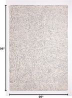 Hand-Tufted 100% Wool Pile Area Rug – Geometric Textured Grid Check Pattern – Thick and Durable Floor Carpet for Bedroom, Living Room, Kids Room, and Dining Area (Ivory, Denim, 8' Round)