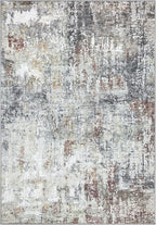 Bloom Rugs Washable Non-Slip 3' x 5' Rug - Gray/Red/Brown Modern Abstract Area Rug for Living Room, Bedroom, Dining Room, and Kitchen - Exact Size: 3' x 5'