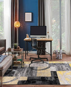 Rugshop Contemporary Circle Design Area Rug, Carpet with Jute Backing for Living Room, Bedroom, or Dining Room, Yellow, 7'10" x 10'2"