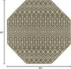 Unique Loom Outdoor Trellis Collection Area Rug - Tribal Trellis (7' 10" Octagon, Green/ Natural)