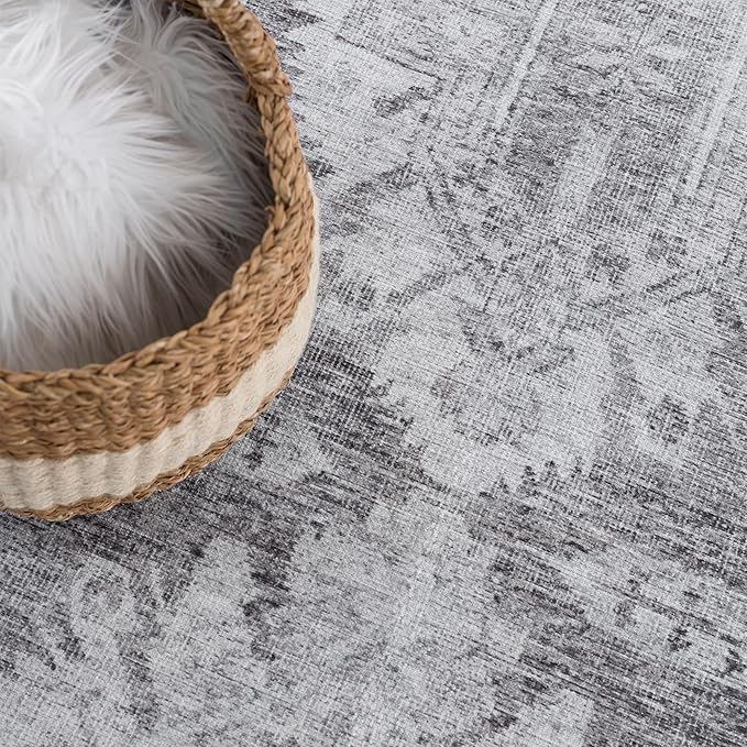 Bloom Rugs Washable 10 ft Runner - Ivory/Silver Gray Traditional Runner for Entryway, Hallway, Bathroom, and Kitchen - Exact Size: 2.5' x 10'