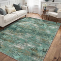 GENIMO Abstract Area Rug 5x7, Washable Modern Rug Non Slip, Low Pile Lightweight Soft Large Carpet for Living Room, Bedroom, Dining Room, Turquoise