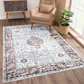 Bloom Rugs Caria Washable Non-Slip 3x5 Rug - Beige/Brown Traditional Area Rug for Living Room, Bedroom, Dining Room, and Kitchen - Exact Size: 3' x 5'