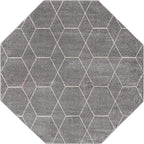 Unique Loom Trellis Frieze Collection Area Rug - Geometric (7' 10" Octagon, Light Gray/ Ivory)
