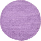 Unique Loom Solid Shag Collection Area Rug (6' 1" Round, Lilac)