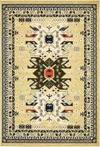 Unique Loom Taftan Collection Border Geometric Tribal Inspired Design Area Rug, 4 ft x 6 ft, Gold/Gray