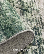 Kokia Abstract Area Rugs 6x9 Boho Washable Distressed Retro Indoor Floor Rug Multicolor Low Pile Non-Slip Non-Shedding Blue Carpet Bedroom Living Room Dining Room, Oslo Teal