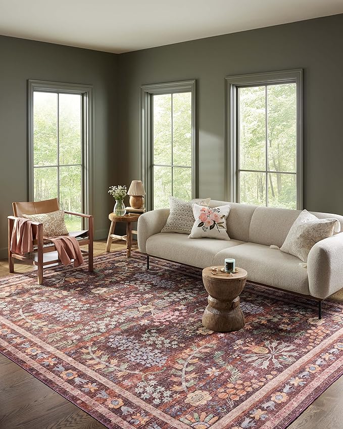 Loloi Rifle Paper Co. Maison Collection MAO-06 Red 2'-6" x 7'-6", .19" Pile Height, Runner Rug