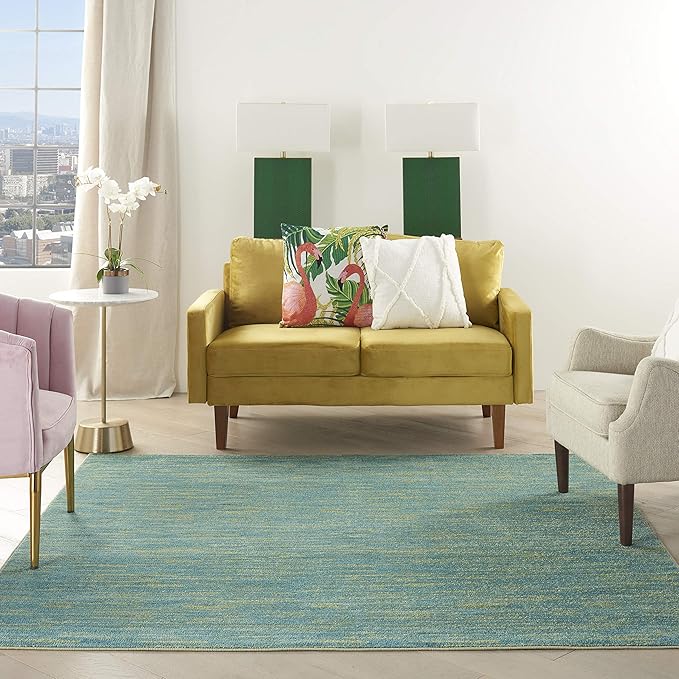 Nourison Home Nourison Essentials Blue Green 5' x Square Area Rug - Easy Clean, Non Shedding, Bed Room, Living Room, Dining Room, Kitchen (5' x Square)