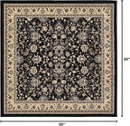 Rugs.com Yasmin Collection Rug – 8 Ft Square Black Medium Rug Perfect for Living Rooms, Kitchens, Entryways