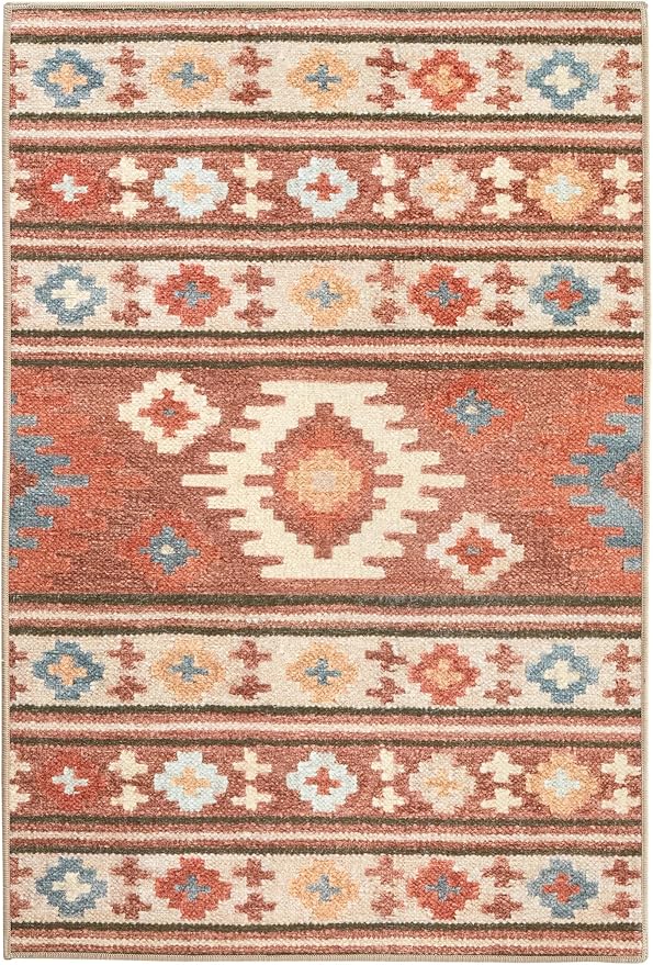 Dash & Albert Canyon Natural Machine Washable Rug, 3 X 5 Feet, Natural Geometric Pattern - Premium Luxury Hotel Quality Soft Breathable Hypoallergenic Machine Washable Easy Care All Season