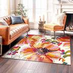 Rugshop Multi Bright Flowers Non Slip Non-Shedding Square Area Rug for Dining Room, Living Room and Bedroom, 6'6" x 6'6"