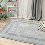 Alfa Rich 5x8 Light Gray Washable Area Rugs for Living Room Bedroom Kitchen Dining Cotton Decor Rug