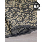 FH Home Flat Woven Outdoor Rug - Waterproof, Easy to Clean, Stain Resistant - Premium Polypropylene Yarn - Vintage - Large Patio, Deck, Sunroom - Ankara - Charcoal - 7ft 10 in x 10ft 9in