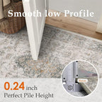 HUGEAR 2x6 Runner Rug Hallway Machine Washable Retro Taupe Green Vintage Floral Low Pile Carpet Distressed Long Throw Rug Bedroom Office Bathroom Kitchen Laundry Non Slip Soft Lightweight