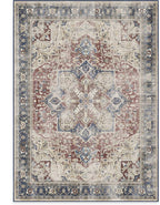 RUGGABLE Washable Vintage Area Rug – Kamran Royal Blue 5x7, Stain-Resistant, Non-Slip – Medium Machine Washable Rugs for Living Room, Bedroom, Hallway, Entryway & Office–with Standard Pad