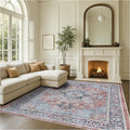 Fame Rugs Turkish Rug. Washable Vintage Oriental Antique Inspired Traditional Doormat Small Modern Area Rugs Luxury Entryway Entry Bedroom Bathroom Kitchen (401TB, 4'9 x 6'9)