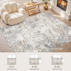 5x8 Area Rug Living Room Rugs - Washable Neutral Modern Abstract Soft Thin Large Rug Indoor Floor No Slip Rug Carpet for Bedroom Under Dining Table Home Office Decor - Brown Grey