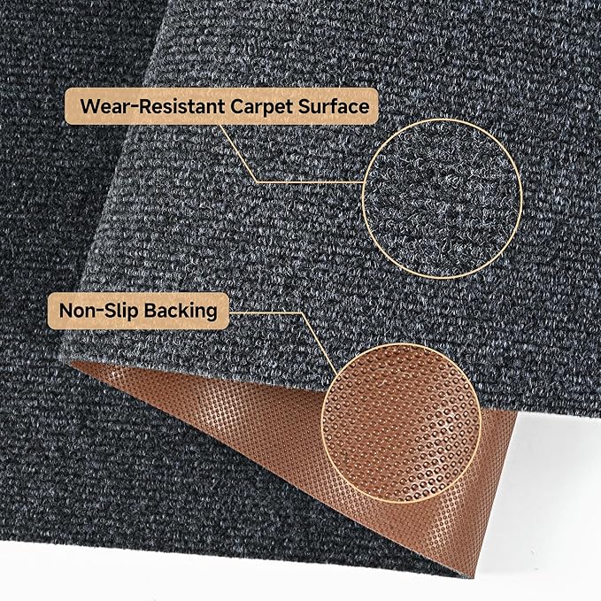 jxgzyy Runner Rugs 2'11" x 16'5", Non Slip Entrance Doormat, 0.25” Thickness Indoor Outdoor Carpet Runner with Rubber Backing, Waterproof Custom Size Heavy Duty Floor Mat for Hallway Laundry Patio