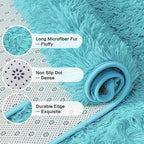 Andency Blue Soft Area Rugs for Living Room Bedroom, 3x5 Non-Slip Fluffy Shag Carpet, Indoor Floor Fuzzy Shaggy Living Room Plush Rug for Kids Dorm Nursery Home Decor Aesthetic