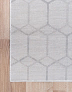 Rugs.com Lattice Trellis Collection Rug – 6 Ft Runner White Low-Pile Rug Perfect for Hallways, Entryways