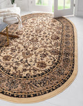 Unique Loom Sialk Hill Collection Area Rug - Washington (3' 3" x 5' 3" Oval Ivory/Black)
