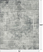 Farmhouse Gray and Blue Rugs for Living Room 8x10 - Modern Cool Unique Area Rug for Dining Room, Large Bedroom, Washable Foldable Dark Academy Décor