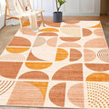 MUJOO Boho Rug Washable,3x5 Area Rugs for Bedroom Entryway Living Room Bedside,Small Throw Floor Carpet Non Slip Soft Indoor Modern Abstract Bohemian Orange