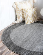 Rugs.com Angelica Collection Rug – 6 Ft Round Light Gray Medium Rug Perfect for Kitchens, Dining Rooms