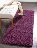 Unique Loom Solid Shag Collection Area Rug (2' 2" x 6' 7" Runner Eggplant Purple)
