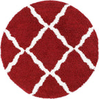 SAFAVIEH Dallas Shag Collection Area Rug - 6' Round, Red & Ivory, Trellis Design, Non-Shedding & Easy Care, 1.5-inch Thick Ideal for High Traffic Areas in Living Room, Bedroom (SGD257Q)
