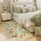 DUKINO 2x5 Washable Runner Rugs, Non Slip Floral Print Entryway Rug with Soft Low Pile, Lightweight Mat for Living Room, Bathroom, Bedroom, Kitchen, Green