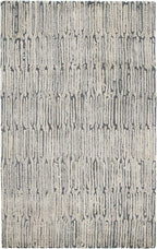 Dash and Albert Malone Everglade Hand Tufted Wool Rug, 5 X 8 Feet, Blue Graphic Pattern - Premium Luxury Hotel Quality Soft Breathable Hypoallergenic Machine Washable Easy Care All Season