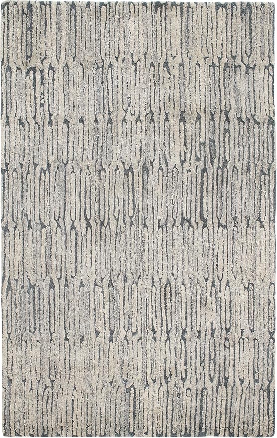 Dash and Albert Malone Everglade Hand Tufted Wool Rug, 3 X 5 Feet, Blue Graphic Pattern - Premium Luxury Hotel Quality Soft Breathable Hypoallergenic Machine Washable Easy Care All Season
