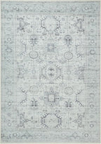 GLN Rugs Traditional Collection - Machine Washable Area Rug, Traditional Washable, Non Slip, Low Pile Chenille Rug, Living Room, Bedroom, Kitchen Rug (4' x 6' Cream/Gray/Sea Salt)